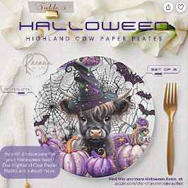 Plato De Papel Placas de papel para vacas de Halloween Highland