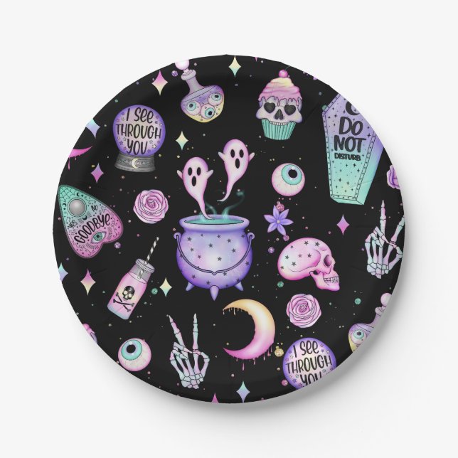 Plato De Papel Placas de papel Pastel Halloween (Anverso)