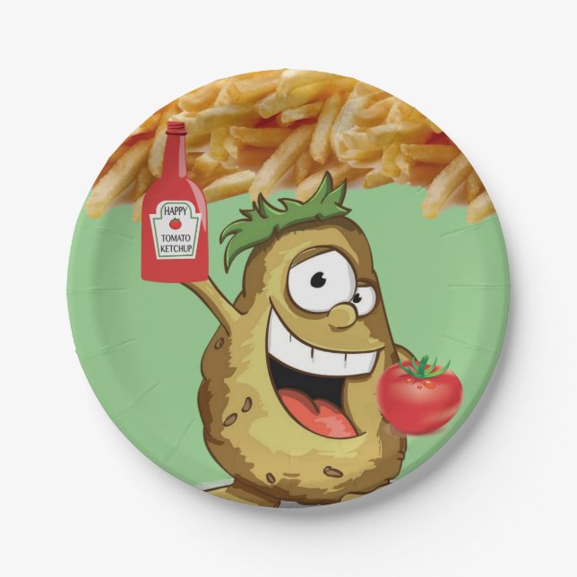 Plato De Papel Placas de papel, patatas fritas Ketchup Green (Anverso)