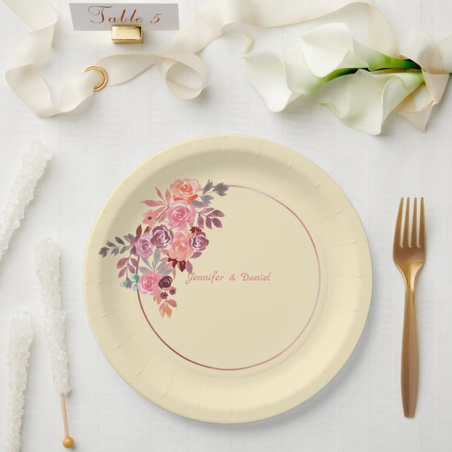 Plato De Papel Placas de papel PEACH blandas minimalistas (Boda)