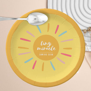 Plato De Papel Placas de papel - Pequeño milagro Baby Shower amar