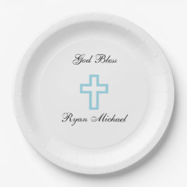 Plato De Papel Placas de papel personalizadas cruz azul