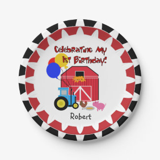Plato De Papel Placas de papel personalizadas del 1r cumpleaños