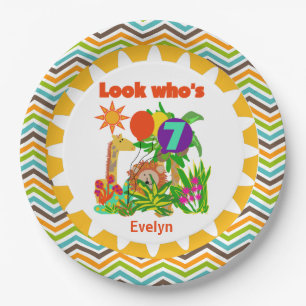 Plato De Papel Placas de papel personalizadas del 7mo cumpleaños