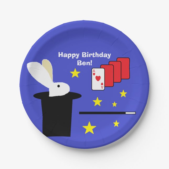 Plato De Papel Placas de papel personalizadas del "fiesta mágico" (Anverso)