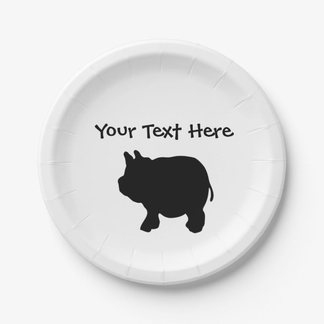 Plato De Papel Placas de papel personalizadas del mini cerdo (Anverso)