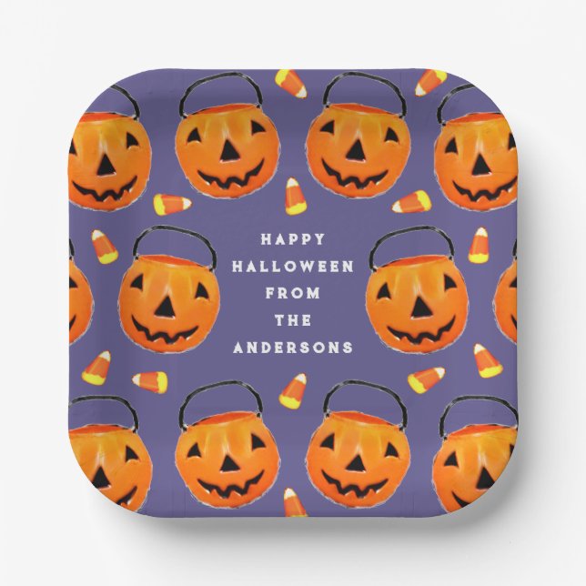 Plato De Papel Placas de papel personalizadas para tratar Hallowe (Anverso)