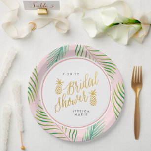 Plato De Papel Placas de papel personalizadas Tropical Bridal Sho