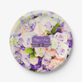 Plato De Papel Placas de papel personalizado Boda floral