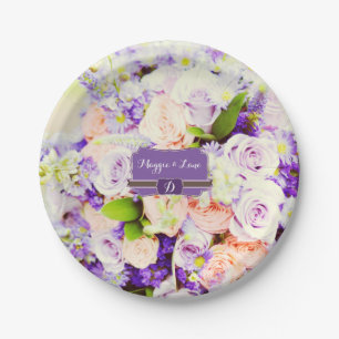 Plato De Papel Placas de papel Personalizado Boda floral