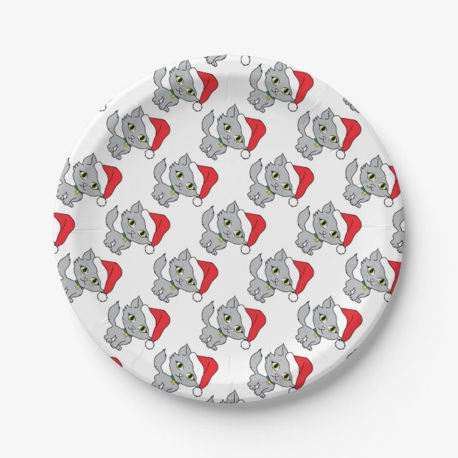 Plato De Papel Placas de papel personalizado con gatito (Anverso)