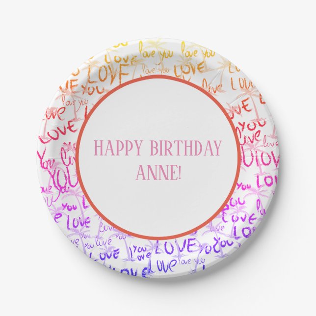 Plato De Papel Placas de papel Personalizado de amor (Anverso)