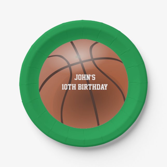 Plato De Papel Placas de papel Personalizado de baloncesto (Anverso)