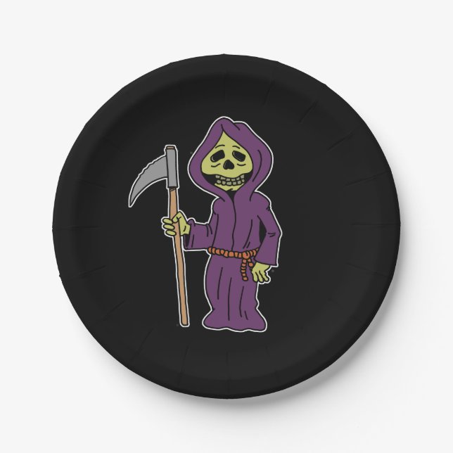 Plato De Papel Placas de papel Personalizado de Halloween Grim Re (Anverso)