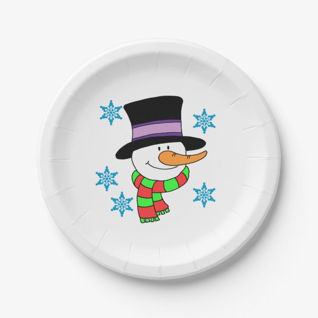 Plato De Papel Placas de papel Personalizado de Snowman (Anverso)