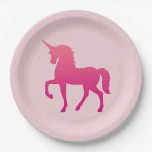 Plato De Papel Placas de papel Personalizado de unicornio rosa de