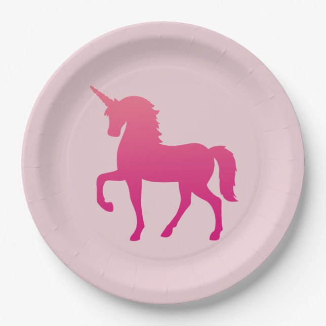 Plato De Papel Placas de papel Personalizado de unicornio rosa de (Anverso)