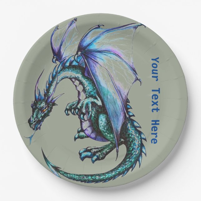 Plato De Papel Placas de papel Personalizado Dragon 9" (Anverso)
