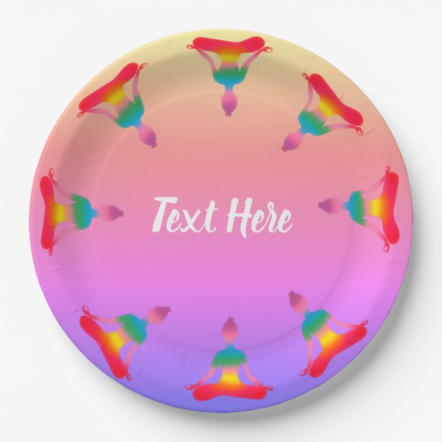 Plato De Papel Placas de papel Personalizado Fiesta de yoga (Anverso)