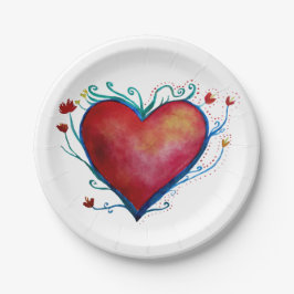 Plato De Papel Placas de papel Personalizado Heart Art Love de 7"