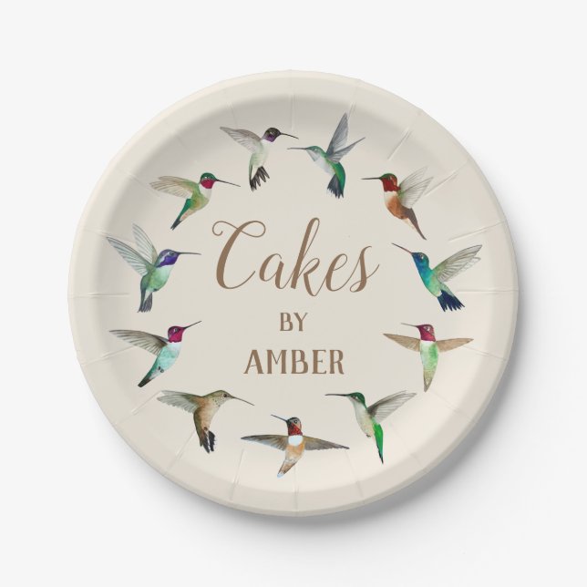 Plato De Papel Placas de papel Personalizado Hummingbirds (Anverso)