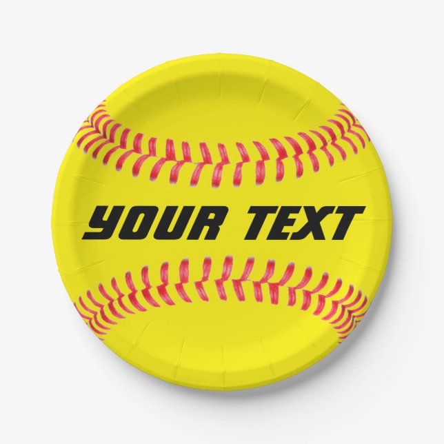 Plato De Papel Placas de papel personalizado Softball (Anverso)