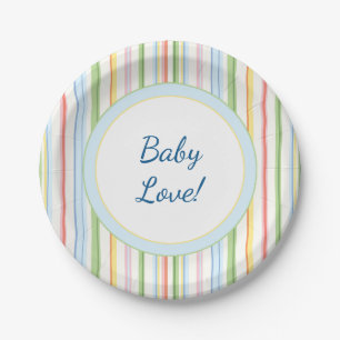 Plato De Papel Placas de papel "Picnic Stripes Floral"