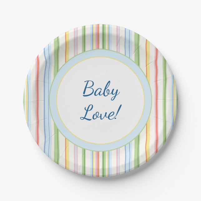 Plato De Papel Placas de papel "Picnic Stripes Floral" (Anverso)