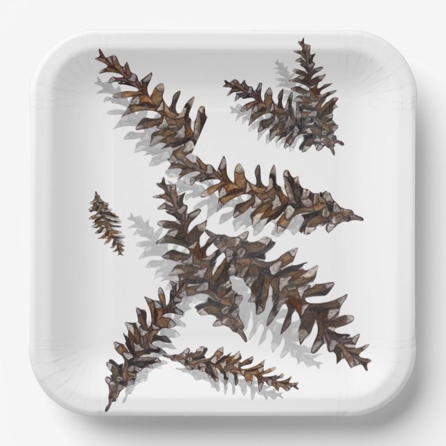Plato De Papel Placas de papel Pine ConeEvergreens (Anverso)