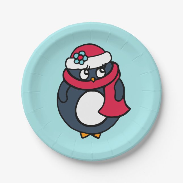 Plato De Papel Placas de papel pingüino para navidades (Anverso)