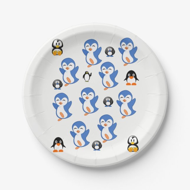 Plato De Papel Placas de papel Pingüinos (Anverso)