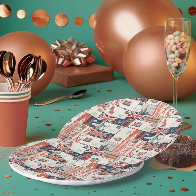 Plato De Papel Placas de papel Post de Londres (Multi)