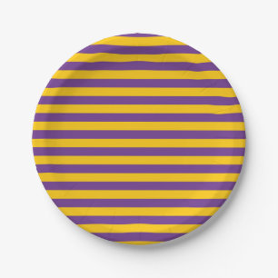 Plato De Papel Placas de papel Purple and Gold Stripes