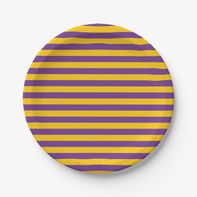 Plato De Papel Placas de papel Purple and Gold Stripes (Anverso)
