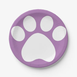Plato De Papel Placas de papel Purple Pawprint