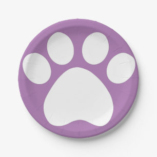 Plato De Papel Placas de papel Purple Pawprint