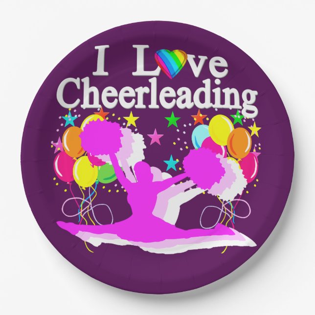 PLATO DE PAPEL PLACAS DE PAPEL PURPLE Y PINK CHEERLEADING (Anverso)