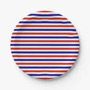 Plato De Papel Placas de papel rayado azul rojo blanco