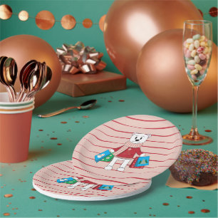 Plato De Papel Placas de papel rayado rosado y rojo con oso polar