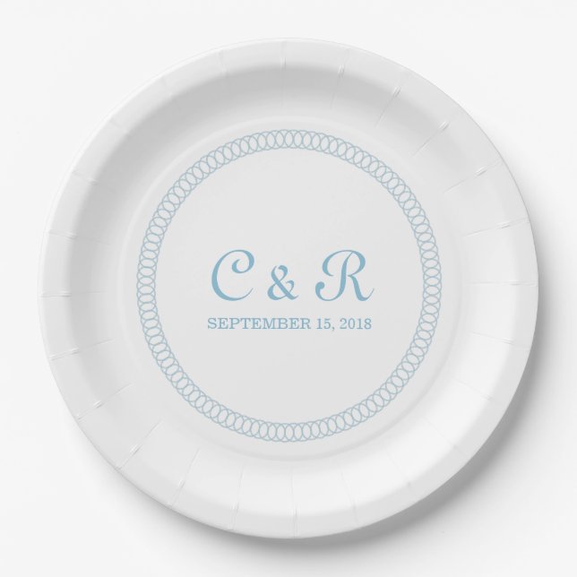 Plato De Papel Placas de papel redondo con borde azul (Anverso)