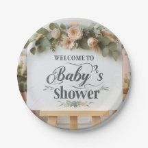 Placas de papel redondo de Baby Shower para person