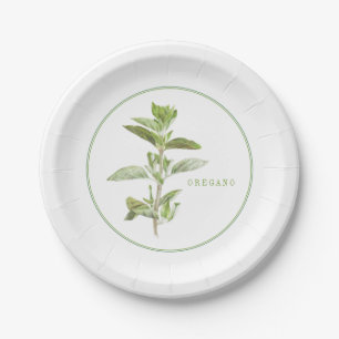 Plato De Papel Placas de papel redondo FRESH OREGANO 7"