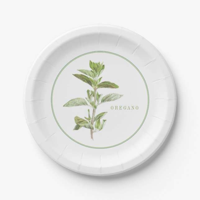 Plato De Papel Placas de papel redondo FRESH OREGANO 7" (Anverso)