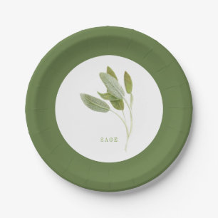 Plato De Papel Placas de papel redondo FRESH SAGE 7" - Verde