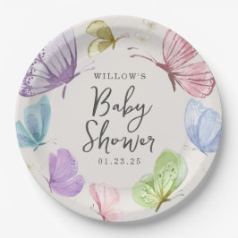 Plato De Papel Placas de papel redondo para Baby Shower Butterfly