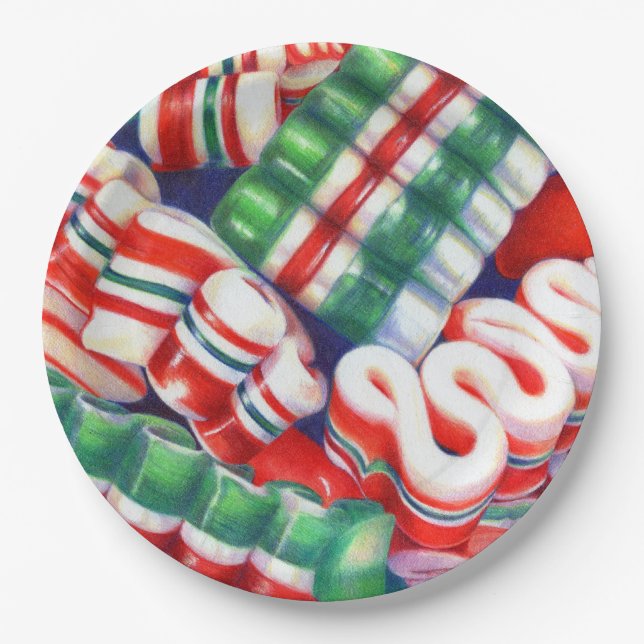 Plato De Papel Placas de papel redondo RIBBON CANDY 9" (Anverso)