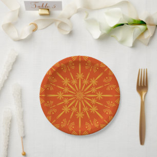 Plato De Papel Placas de papel Retro Mandala Papaya 7"
