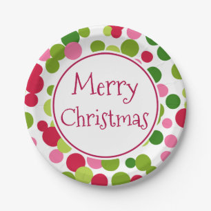 Plato De Papel Placas de papel Retro Merry Christmas Fiesta