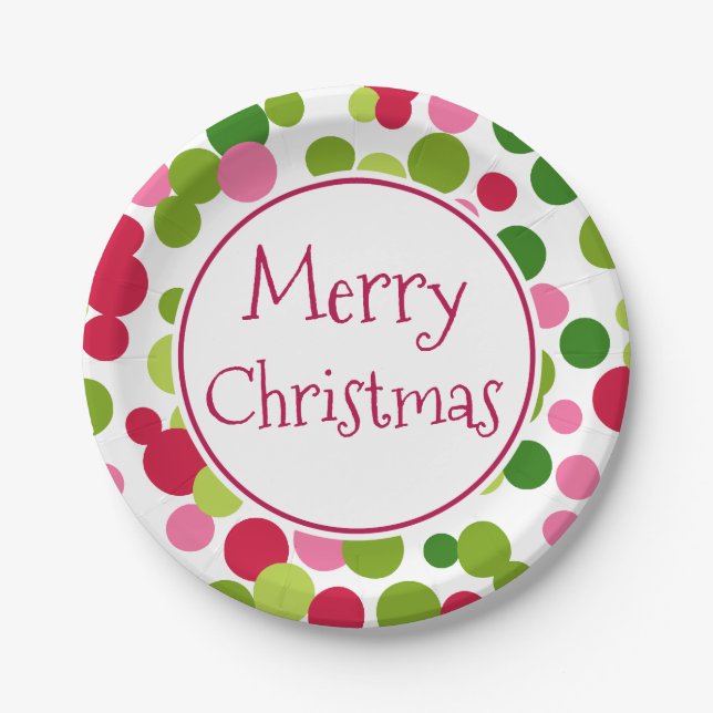 Plato De Papel Placas de papel Retro Merry Christmas Fiesta (Anverso)