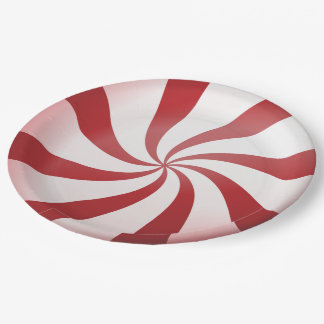 Plato De Papel Placas de papel rojas y blancas del caramelo de